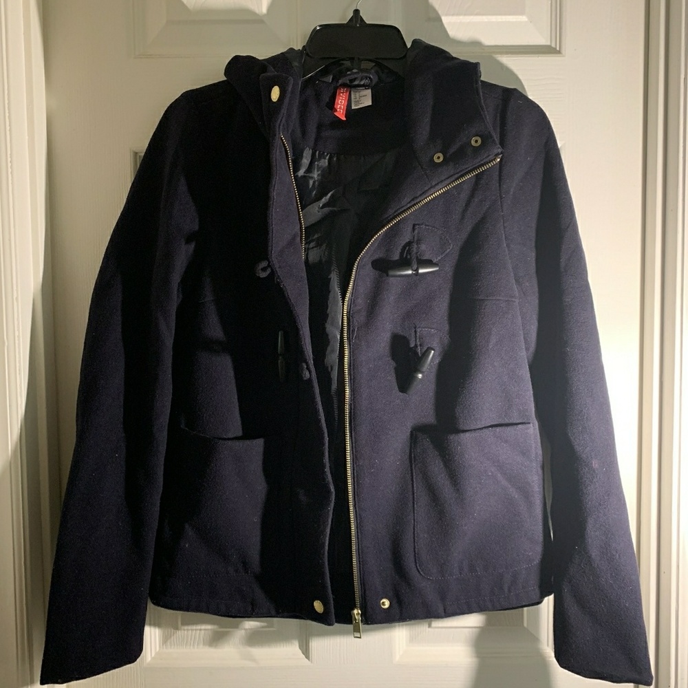 H&M Navy Blue Wool Short Coat